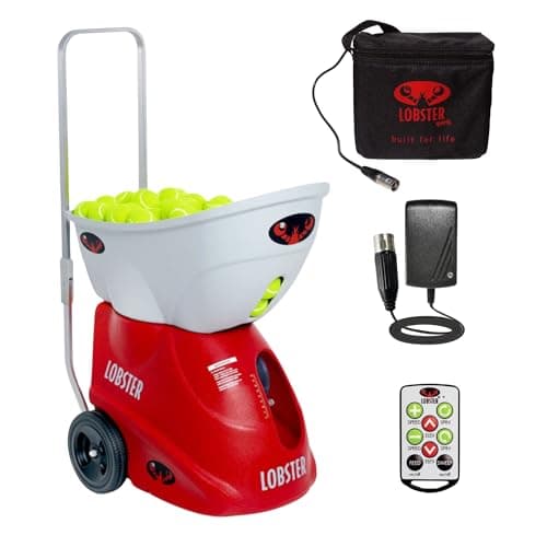 Lobster Sports Elite Two Tennis Ball Machine – Adjustable Ball Speed, Spin Control, Lob Elevation Switch, Horizontal Sweep, Triple Oscillation, Lightweight, with 10-Function Remote - External Battery image