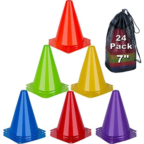 7 Inch Soccer Cones, 24 Pack Cones Sports Training Agility Field Marker image