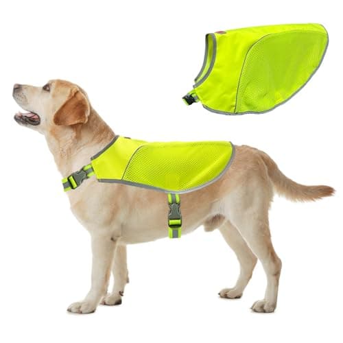 Hiker High Visibility Dog Safety Vest, Reflective Jacket Apparel for Low Light Conditions Outdoors, Walking, and Running, Small Medium and Large Dogs (Medium) image