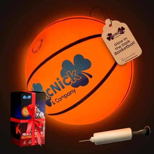 MCNICK & COMPANY LED Glow in The Dark Basketball - 29.5 Glowing Basketball - Lighted Basketball with Batteries Preinstalled - Smart Basketball for Kids - Nightime Basketball image