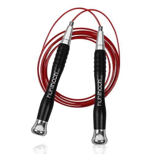 High Speed Jump Rope - Self-Locking No-Screw Design, Weighted Jump Rope, 360° Fast Rotation, Silicone Textured Design, Non-Slip, Includes 2 Speed Ropes Cables for Optimal Fitness Training & More - CrossFit Jump Rope. (Black) image