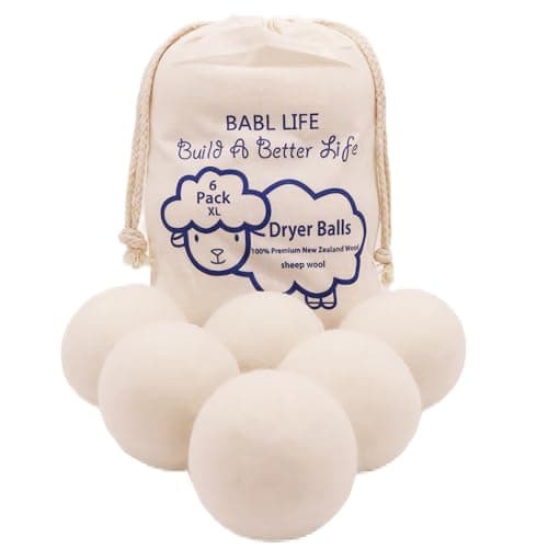 Upgraded Version(Made of The Latest Shearing)-Wool Dryer Balls-Pack of 6,Premium Reusable New Zealand Natural Fabric Softener,Saves Drying Time, Handmade-2.6 Inch image