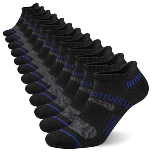 COOPLUS Mens Ankle Socks Athletic Cushioned Breathable Low Cut Tab With Arch Support - 6 Pairs image