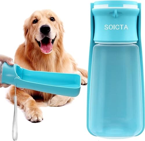 SOICTA Portable Dog Water Bottle for Walking 19 OZ or 12 OZ Portable Pet Water Bottles for Puppy Small Medium Large Dogs Water Dispenser Dog Water Bowl Dog Accessories (19OZ Blue) image