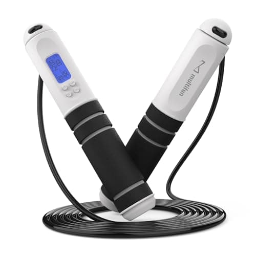 Jump Rope, multifun Speed Skipping Rope with Calorie Counter, Adjustable Digital Counting Jump Rope with Ball Bearings and Alarm Reminder for Fitness, Crossfit, Exercise, Workout, Boxing, MMA, Gym (Black) image