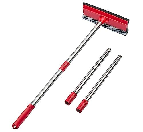 DSV Standard Window Squeegee, 2-in-1 Window Cleaner with 55" Extension Poles, Window Washing Kit, Glass Door Cleaner, Multi-Use Car Windshield Cleaning Tool with Long Handle for High Outdoor Windows image