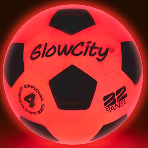 GlowCity Glow in The Dark Soccer Ball | Light Up Indoor/Outdoor Soccer Ball with 2 LED Lights | Pre-Installed Batteries | Fun Gift for Teens image