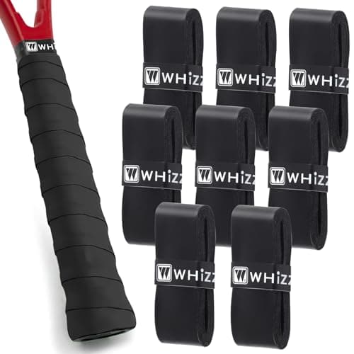 COIDEA Tennis Racket Grip Tape, 8 Pack Precut Anti Slip Tennis Grip Tape, Super Absorbent Dry Feel Tennis Overgrip Tennis Racket Grips for Tennis, Pickleball, Black image