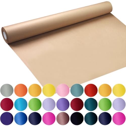 SMART&CASUAL 17.8"×1,200"(100') Brown Kraft Wrapping Paper for Craft Gift Bulletin Board Bouquet Flower Table Covering Packing Shipping Moving 70GSM 50LB image