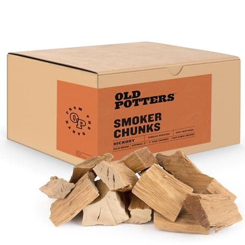 Old Potters Smoker Wood Chunks 13-16 lbs for Grilling, Smoking, and Wood Fire Cooking ~ 2 x 3 Inches, (Hickory, 790 Cu in.) image