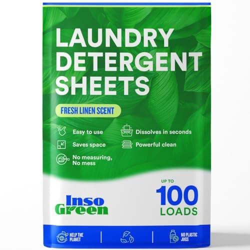 Laundry Detergent Sheets – 100 Loads - Eco Washer Sheets Detergent - Zero Plastic Jugs, No Mess & Space-Saving Laundry Strips & Travel Laundry Detergent – 50 Laundry Sheets Detergent image