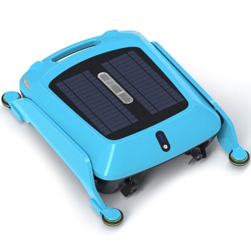 HISION Solar Pool Skimmer Robot: Automatic Cordless Robot Solar Powered Pool Skimmer Cleaner for Pool Surface with Dual Charging Options Path Optimization Two Speed Modes Saltwater Compatibility image