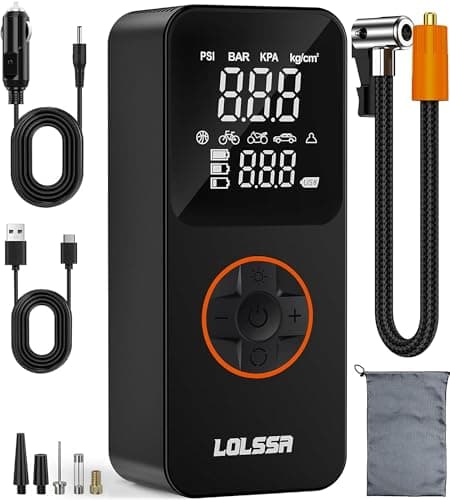 Tire Inflator Portable Air Compressor-Air Pump 20000mAh & 150PSI Cordless Electric for Car, Motorcycle, Bike, Ball, with Tire Gauge Pressure, Dual-Use Type (Black) image