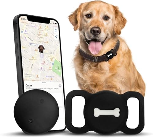Smart Pet Tracker, Dog Tracker with Black Collar Holder, Smart Tag for Seamless Location Tracking, Work with Find My, No GPS Tracker (Black) image