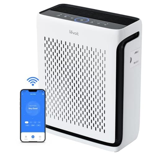 LEVOIT Air Purifier for Home Large Room Bedroom Up to 1110 Ft² with Air Quality Monitor, Smart WiFi, Washable Pre-Filter, HEPA Sleep Mode for Pets, Allergies, Dust, Pollen, Vital 100S-P, White image