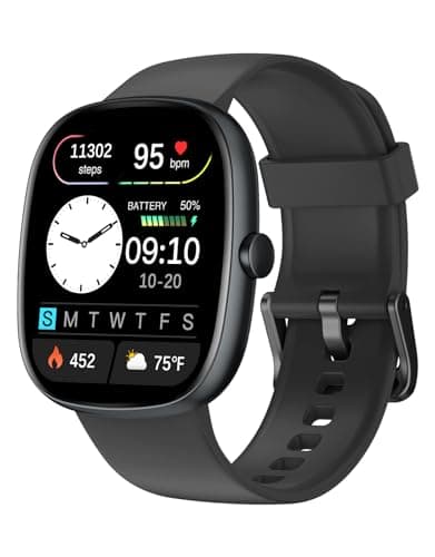 Fitness Tracker 2025 Ver. (Answer/Make Calls), 1.85" Smart Watch Fitness Watches for Women Men with 24/7 Heart Rate Blood Oxygen Monitor Sleep Tracker 100+ Sport Modes IP68 Waterproof (Black) image