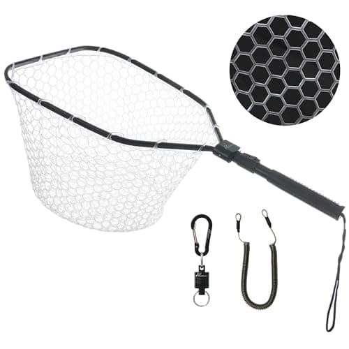 GOODCAT Fly Fishing Net, Bass Trout Landing Net, Folding Fishing Nets Fresh Water, Safe Fish Catching or Releasing, Fly Fishing net Magnetic Release (A:Square-Extend Length:24.6") image