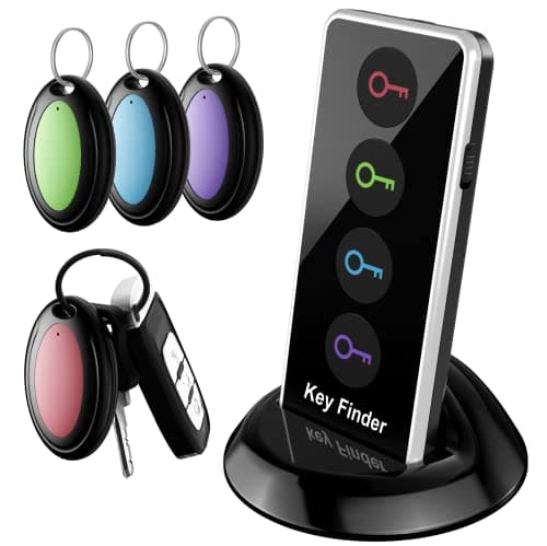 Lost Remote Finder, Remote Control Finder Locator with LED Light | 131ft RC Range Key Finder Locator Making Noise, Find My Keys Device with 4 Remote Retriever Tags | Key Tracker, Keychain Key Finder image