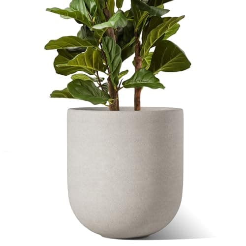 LE TAUCI 12 Inch Pots for Plants, Ceramic Large Planters for Indoor Plants, Indoor Plant Pots for Home Garden Patio Office, Planter Pots with Drainage Hole and Rubber Plug, Neutral Gray image