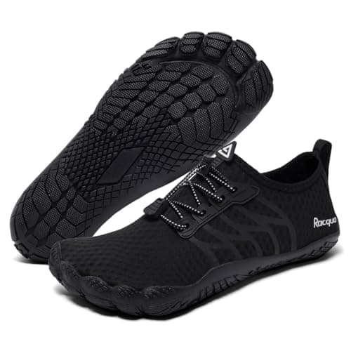 Racqua Water Shoes Lightweight Quick-Dry Swim Shoes Breathable Beach Shoes Barefoot Aqua Outdoor for Men Women Black 10 Women/9 Men image