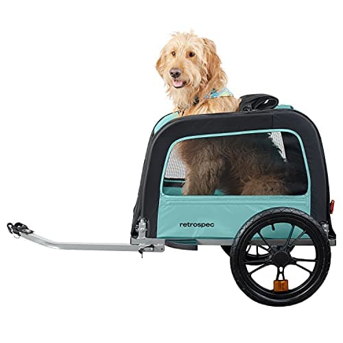 Retrospec Rover Hauler Pet Bike Trailer - Small & Medium Sized Dogs Bicycle Carrier - Foldable Frame with 16 Inch Wheels - Non-Slip Floor & Internal Leash - Blue Ridge, One Size image