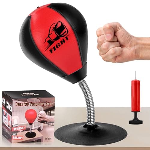 Desktop Punching Bag, Stress Relief Boxing Bag Speed Balls, Desk Punching Bag Stress Buster-Super Suctions to Your Desk, Christmas Thanksgiving White Elephant Gifts for Boss or Coworker image