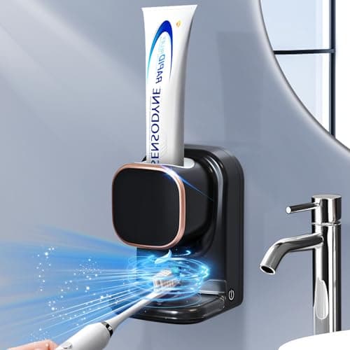 Automatic Toothpaste Dispenser, Wall Mounted Electric Toothpaste Dispenser for Kids and Adults (Black) image