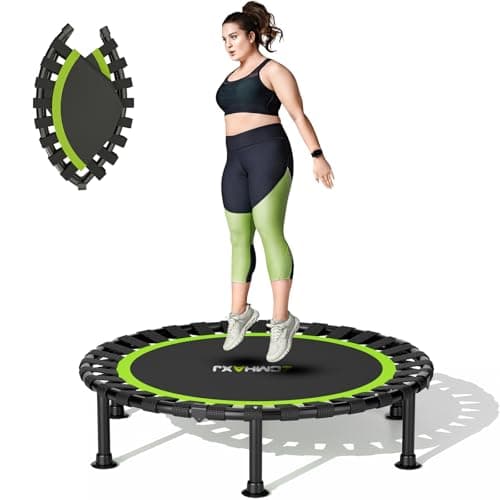 ZCMHAXJ Foldable Mini Trampoline, 40"/48" Rebounder Trampoline for Adults & Kids, 440lbs Capacity Indoor Fitness Workout Exercise Equipment image