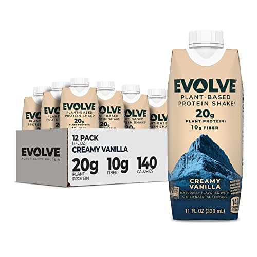 Evolve Plant Based Protein Shake, Vanilla Bean, 20g Vegan Protein, Dairy Free, No Artificial Sweeteners, Non-GMO, 10g Fiber, 11 Fl Oz (Pack of 12) (Formula May Vary) image