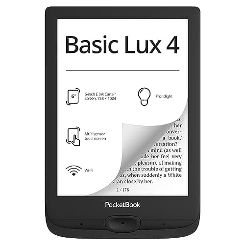 PocketBook Basic Lux 4 E-Book Reader | 6ʺ Glare-Free & Eye-Friendly E-Ink Technology | Compact & Lightweight E-Reader | Frontlight | Touchscreen | Wi-Fi | Dictionaries | Micro-SD Slot image