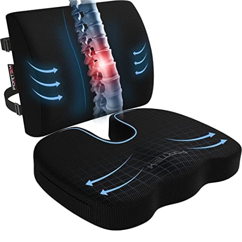 FORTEM Office Chair Cushion and Back Support for Office Chair, Lumbar Support Pillow, Memory Foam, Non Slip Sitting and Back Rest image