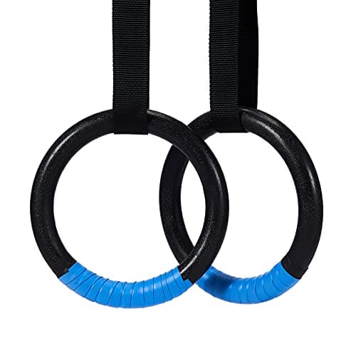 ZELUS Gymnastic Rings, Exercise Olympic Rings with Adjustable Straps, Steel Buckles, Perfect for Workout, Strength Training, Pull-Ups and Dips (Black) image