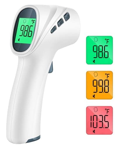 Touchless Thermometer for Adults, Digital Infrared Thermometer Gun with Fever Alarm, Forehead and Object 2 in 1 Mode, Fast Accurate Results (Gray) image