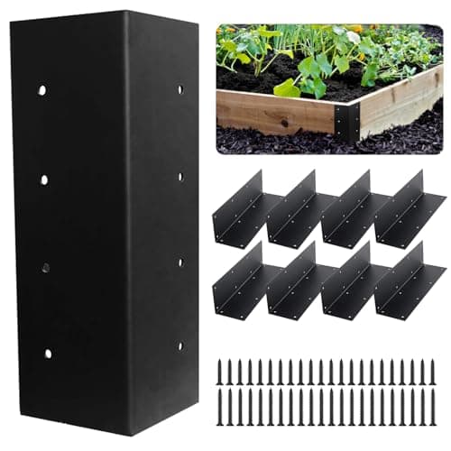 Yisowy 8 Set Raised Garden Bed Corner Brackets, Metal Garden Box Corner Brackets with Screws, Raised Wood Frame Garden Bed Kit for Vegetable Flower Planter (11*3*3 inches) image