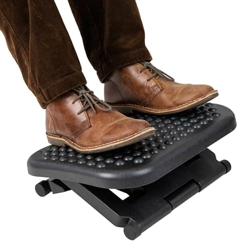 Mind Reader Foot Rest, Under Desk at Work, Ergonomic, Height Adjustable, Office, Plastic, 17"L x 13"W x 6.25"H, Black image
