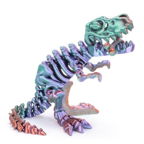 FunisFun 3D Printed Dragon with Articulated Bones for Adult, 3D Printed Dinosaur Fidget Toys Decor for Stress Relief (Green-Purple, 1P) image