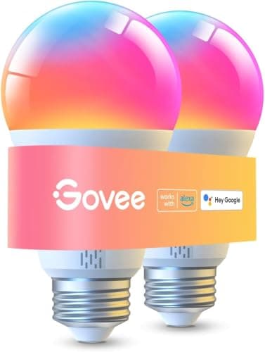 Govee LED Smart Light Bulbs, 1000LM Color Changing Light Bulb, Wi-Fi & Bluetooth Light Bulbs, Work with Alexa and Google Assistant, Dimmable RGBWW A19 75W Equivalent Smart Bulbs, 2 Pack image