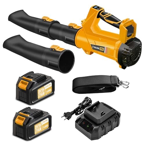Leaf Blower Cordless, 540 CFM/170 MPH Cordless Leaf Blower with Battery and Charger, 2 X 6.0Ah Electric Leaf Blowers with 6 Speed Mode, Battery Powered Blowers for Lawn Care, Patio, Garden Cleaning image