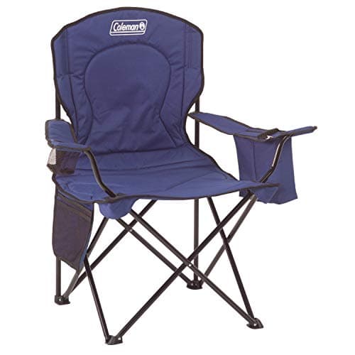 Coleman Portable Camping Quad Chair with 4-Can Cooler, Cushioned Seat & Back with Side Pockets & Cup Holder, Carry Bag Included image