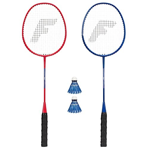 Franklin Sports 2 Player Badminton Replacement Set - 2 Badminton Racquets and 2 Shuttlecocks - Adults and Kids Backyard Game - Red, Blue, Stars, One Size image