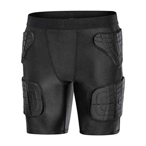 Topeter Padded Shorts, Crash Pants Goalie Shorts Youth Hockey Butt Pads for Kids Skateboarding Soccer, Baseball, Goalkeeper, Airsoft (YXL, Black) image