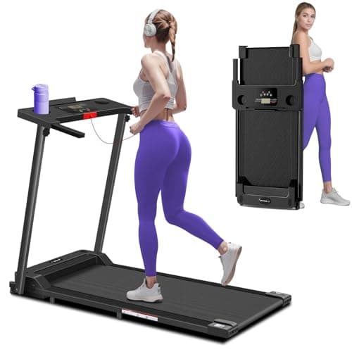 Treadmill with Handles, 2025 Upgraded Small Treadmills Home, Portable Electric Treadmills for Home 300 lbs Capacity, Walking Pad Treadmill, Lightweight Folding Foldable Walking Pad with LED Display image