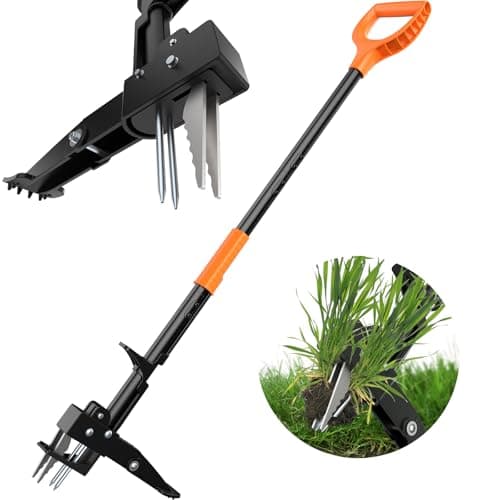 Tovve 4-Claw Weed Puller Tool, 42" Stand Up Gardening Hand Weeding Tool, Upgraded Iron Claw Garden Weeder with D-Handle, Root Weeder Tool with Weed-Eject Design - Standing up Mowing is Easier image