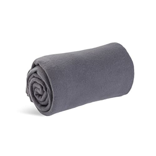 Wolf Essentials Cozy-Soft Microfleece Travel Blanket, 50x60 Inch, Lightweight, Compact, Perfect for Airplane and Car, Charcoal image
