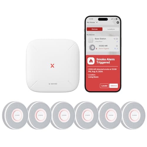 X-Sense Smart Smoke Detector with Voice Alerts and 17 Locations, Wi-Fi Smoke Alarm with SBS50 Base Station, Test from APP, Wireless Interconnected Fire Alarm, Model XS0B-MR61 image