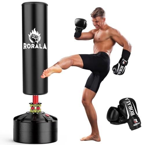 RORALA Punching Bag with Stand 70"-203lbs, Freestanding Heavy Boxing Bag Including 12OZ Boxing Gloves for Adult Youth, Kids Gift Selection image