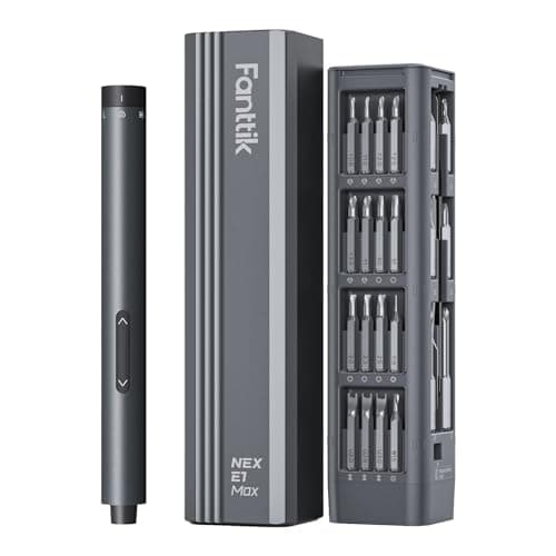 Fanttik E1 Max 3.7V Electric Screwdriver, Mini Precision Screwdriver Set, 50 Magnetic Bits, Magnetic Storage, 5/32‘’Hex, Repair Tool Kit for Electronics Phone Camera Laptop Watch (Grey) image