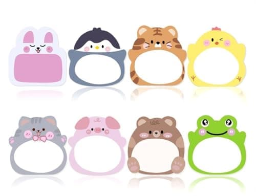 24 Pads Cute Animal Shaped Sticky Notes 8 Cute Patterns 3 Pads of Each Kawaii Self-Sticky Notes Memo Pad for School Office Home Kids Students Roommates Tab Gifts image