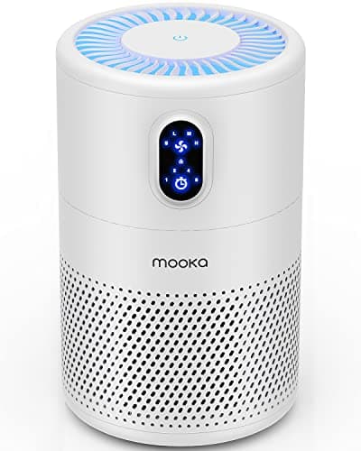 MOOKA Air Purifiers for Home Large Room up to 1076 ft², H13 True HEPA Air Filter Cleaner, Odor Eliminator, Remove Smoke Dust Pollen Pet Dander, Night Light(Available for California) image