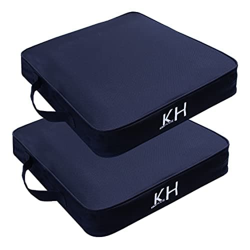 KIMI HOUSE 2 Pieces Black Indoor & Outdoor Chair Cushion, Boat Canoe Kayak Seat, Stadium Seating for Bleachers, Best for Camping, Bleachers, Sports Events image